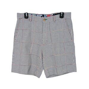 Lilly Pulitzer Everglades Shorts Patchwork Seersucker Striped Resort Men Size 32